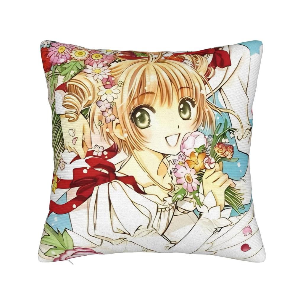 Cardcaptor Sakura Flower Pillowcase Polyester Cushion Cover Decoration Anime Cartoon Pillow Case Cover Home Wholesale 45*45cm