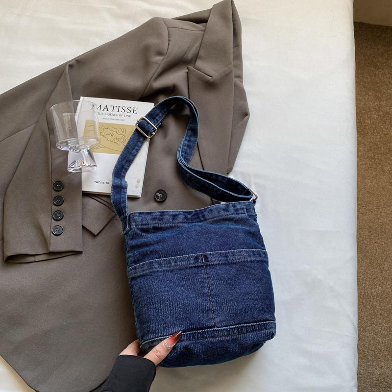 Denim Bag Women's Shoulder Bag Bucket Bag Large Capacity Crossbody Bag