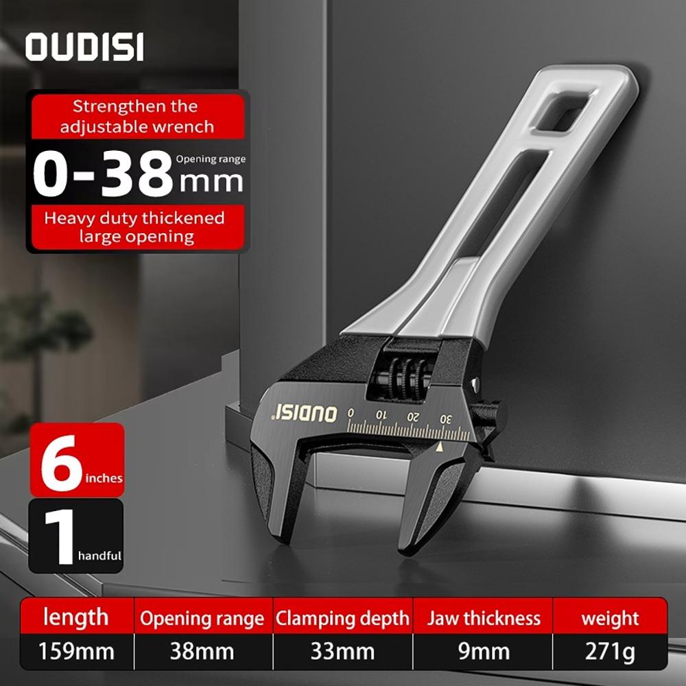 1Pcs Durable 5/6/8 Inch Universal Spanner Steel Mini Adjustable Wrench Large Open 0-45mm Short Handle Tool For Bathroom Pipes