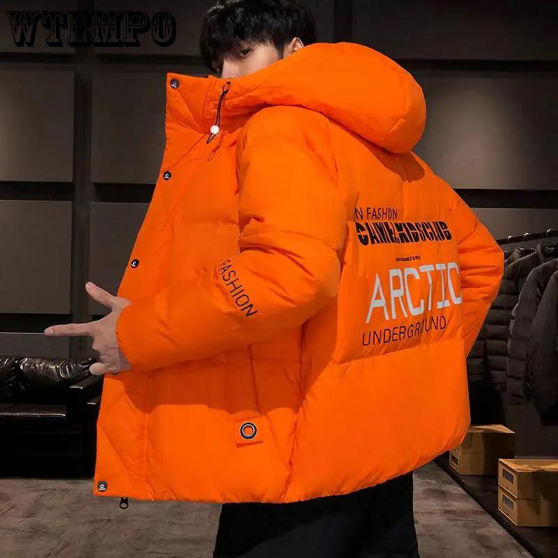 Giacca imbottita con cappuccio a forma di pane, taglia grande, vestibilità larga, calda, versione coreana alla moda, per uomo, moda invernale, capospalla casual per il freddo