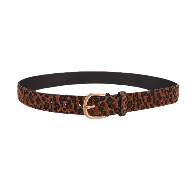 Womens Cheetah Animal Pattern Belt With Metal Pin Buckle For Casual Wear