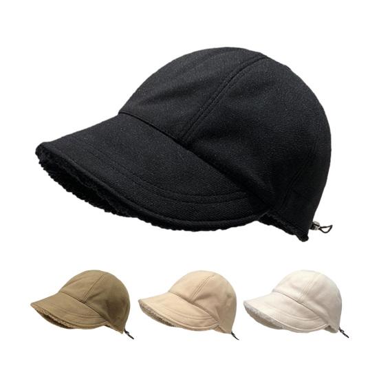Autumn Winter Fisherman Hat Solid Color Thickened Plush Lining Baseball Hat Cold Weather Thermal Cap Outdoor Headwear
