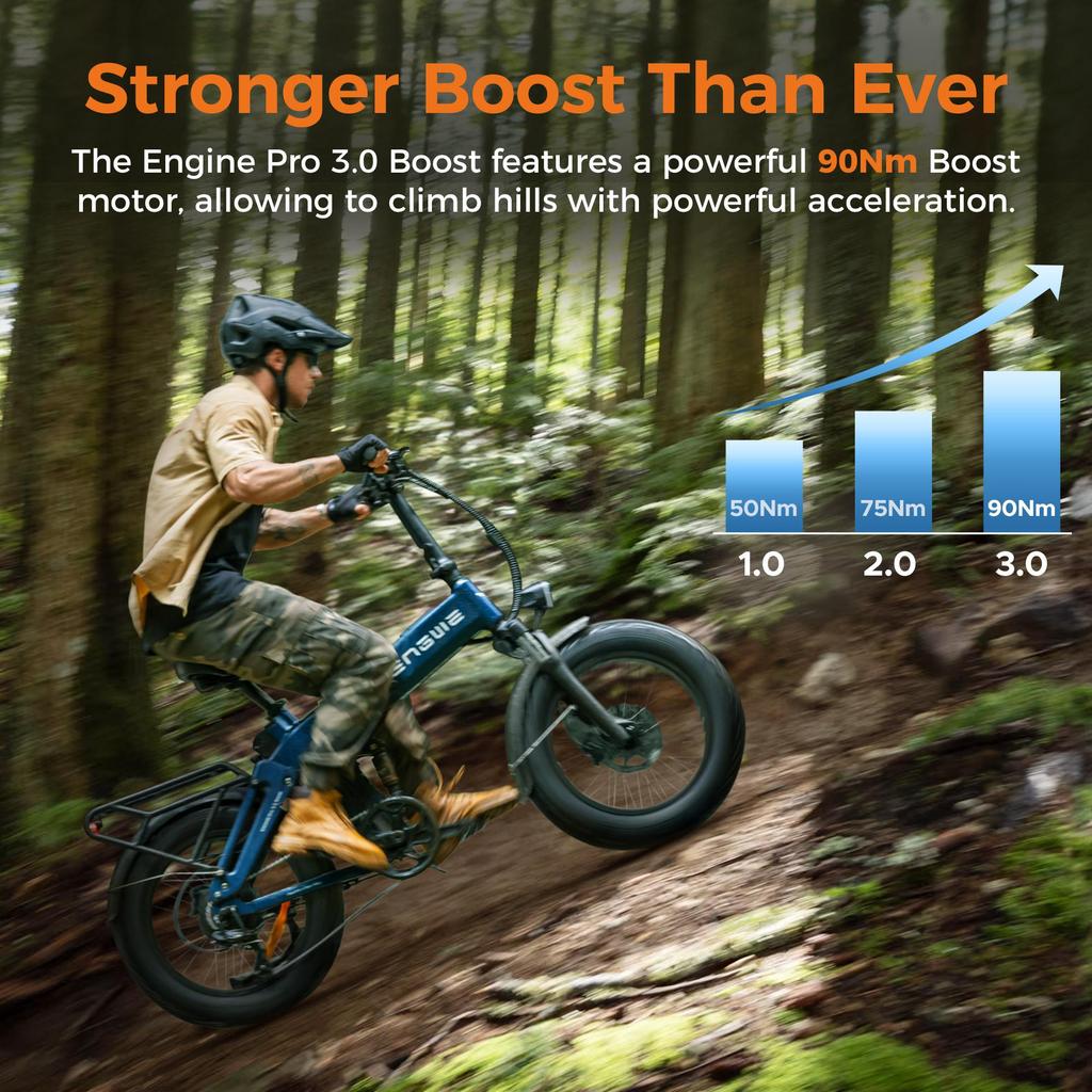 Electric Bicycles ENGWE ENGINE PRO 3.0 Boost,250W Motor,Hydraulic Brake,25km/h,7-Speed Gear, APP Control,Foldable E-Bike