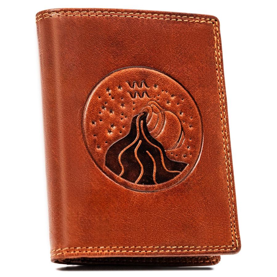 Large men's leather wallet with embossed zodiac sign - Peterson
