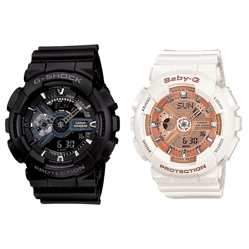 

[Casio] CASIO Waterproof Pair Watch G-SHOCK Baby-G Men s Women s Ana-Digi Black White Resin Band GA-110-1BBA-110-7A1 Watch