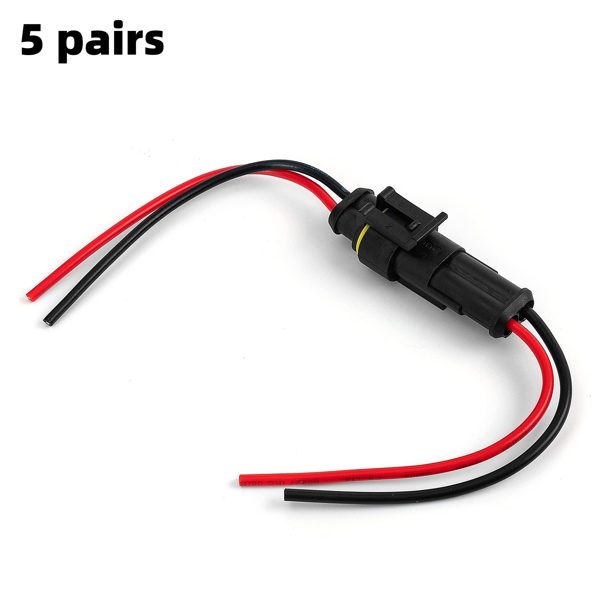 

5/10sets 2/3 Pin Way Connector Waterproof Connectors Male & Female Way 16 AWG Wire For Car Truck Boat And Other Wire Connections