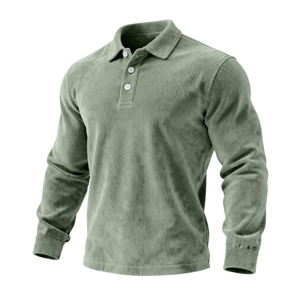 Men's  Casual Outdoor Lapel Corduroy Pullover Long-sleeved Top