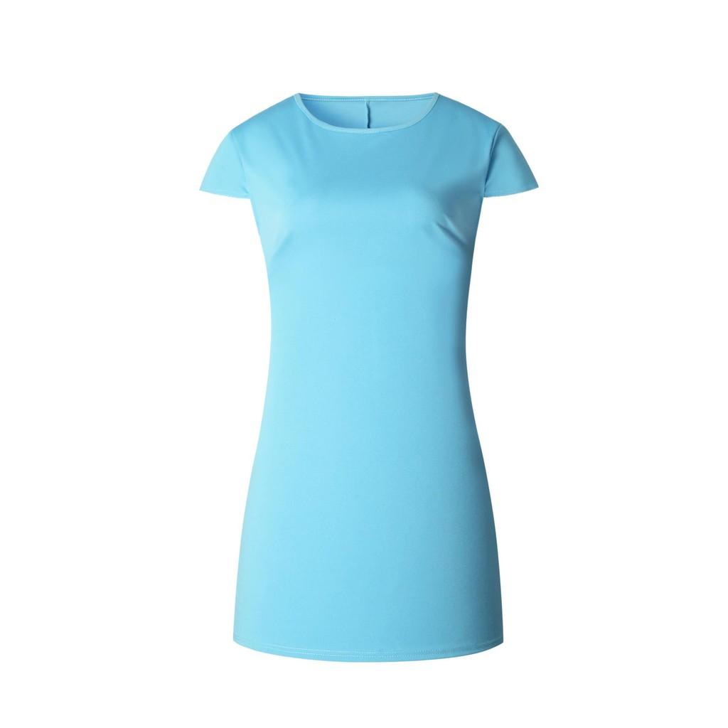 Stijlvolle Casual Jurk met Korte Mouwen, Ronde Hals en A-lijn Pasvorm in Vier Trendy Kleuren voor Jonge Vrouwen