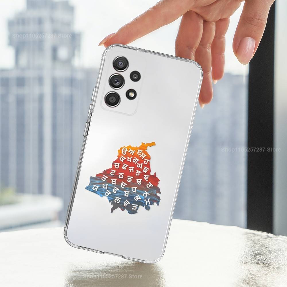 Map Punjab Art Case For Samsung A30,71,51,S9,10,20,Ultra,Lite,S22,FE,23,21,PIus,Transparent, Silicone SamsungS25 5G