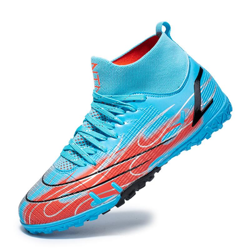 Vibrating football shoes boys and girls high-top TF broken nails youth training lawn football shoes one piece 2025