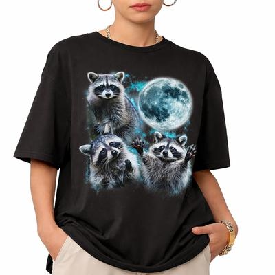 Comfort Colors Rakun Tişörtü, Üç Rakun Ay Grafik Tişörtü, Çöp Rakunu Tişörtü, Onun İçin Komik Vahşi Yaşam Hediyesi, Retro Hayvan Sever Tişört