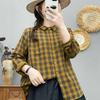 Authentic Cotton Double-Layer Gauze Plaid Shirt for Women - Long Sleeve, Loose, Versatile, Retro Style