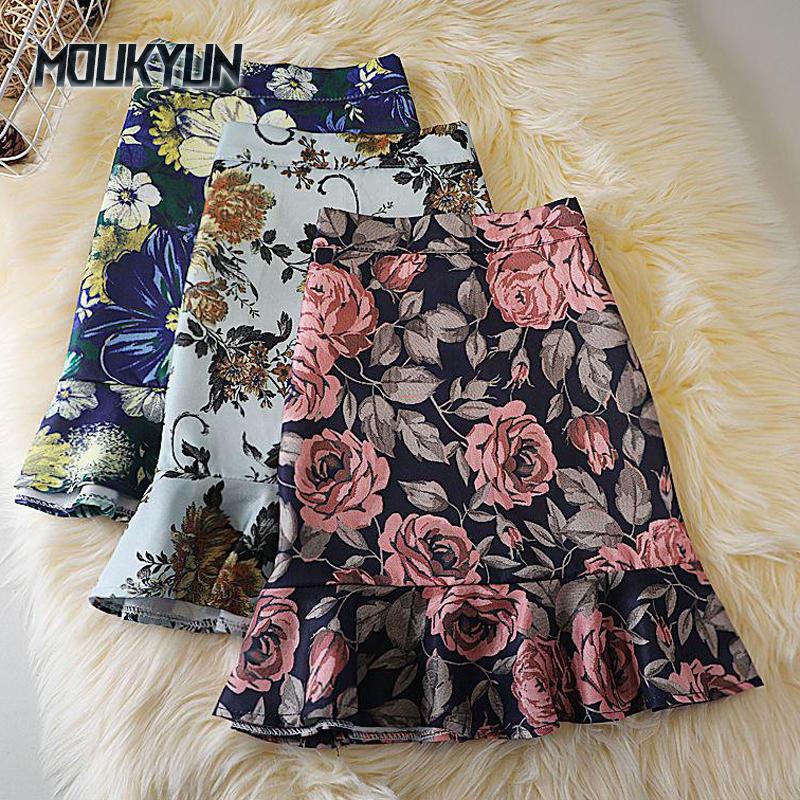 Faldas florales de verano para mujer, moda coreana, cintura alta, falda corta ajustada