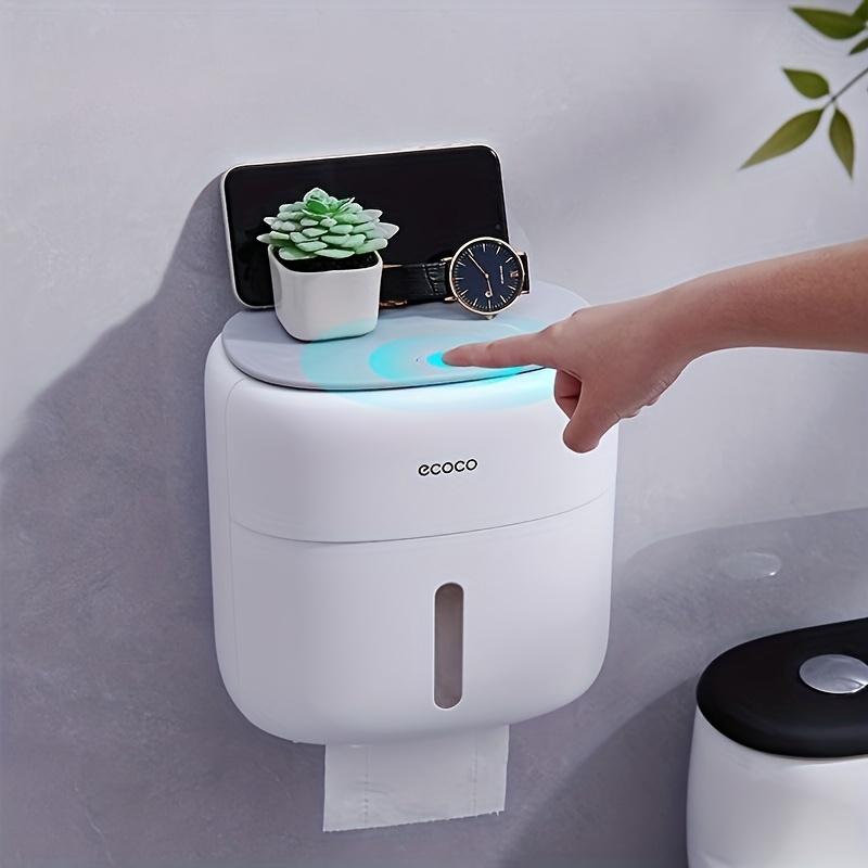 Super Practical Light-luxury Style Bathroom Toilet Paper Holder, Press-type Toilet Tissue Box, Storage Shelf with Pull-out Tissue Dispenser