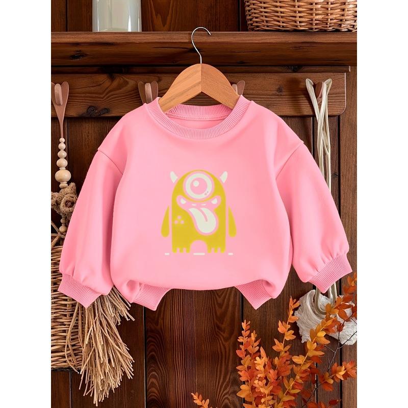 Kids Crewneck Hoodie, Cute Cartoon & Geometric Print,Spring Autumn Winter Holiday Tops