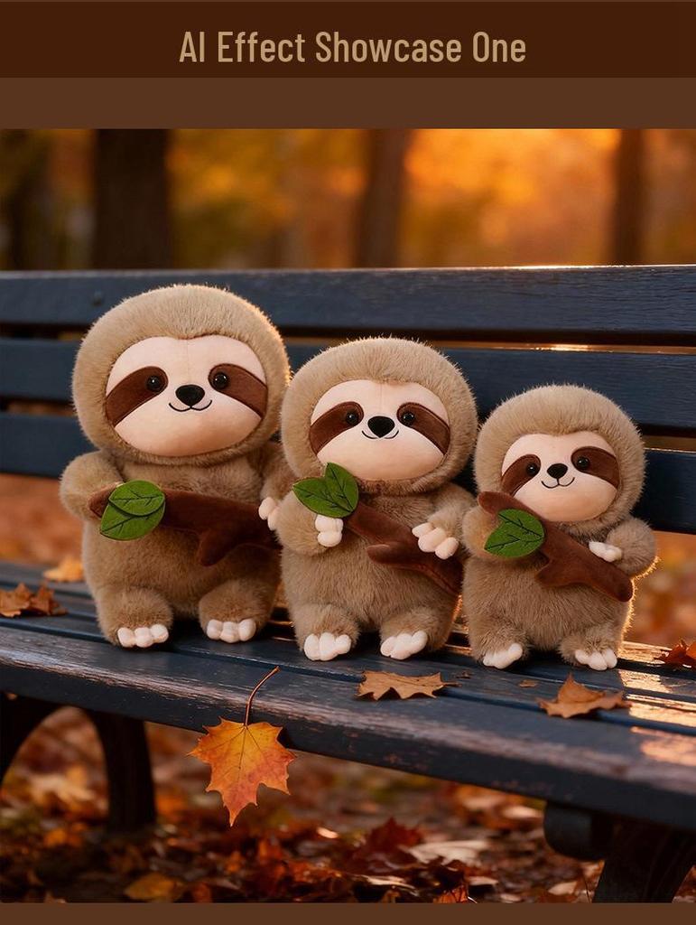 Cross-Border Leaf Sloth Plush Toy - Forest Animal Doll, Claw Machine Ornament, Children's Day Gift