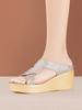 6cm Small Size 33-43 Elegant Comfortable Embroider Soft Leather Slippers Platform Wedges Shoes 2025 Med Heels Slides Office Mom