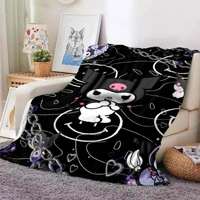 Hellor Kitty Kuromi Printed Blanket Kids Adult Blanket Soft and Warm Bedding for Bed Sofa Outdoor Travel Cover Blanket