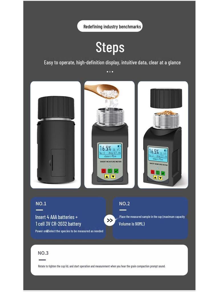 Portable Moisture Meter for Corn, Soybeans, and Coffee Beans