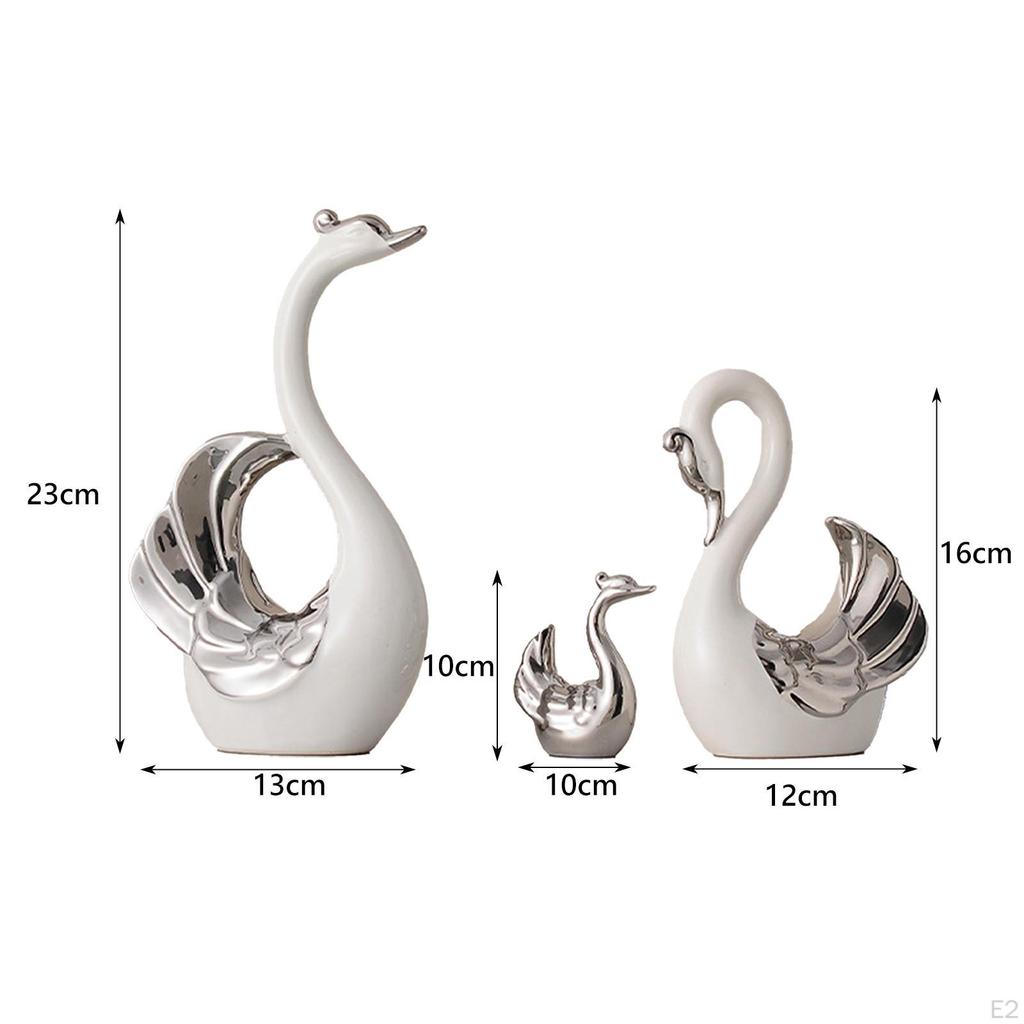 3 kusy Swan Family Socha Elegantní Desktop Dekorace Umění a řemesla zvířat