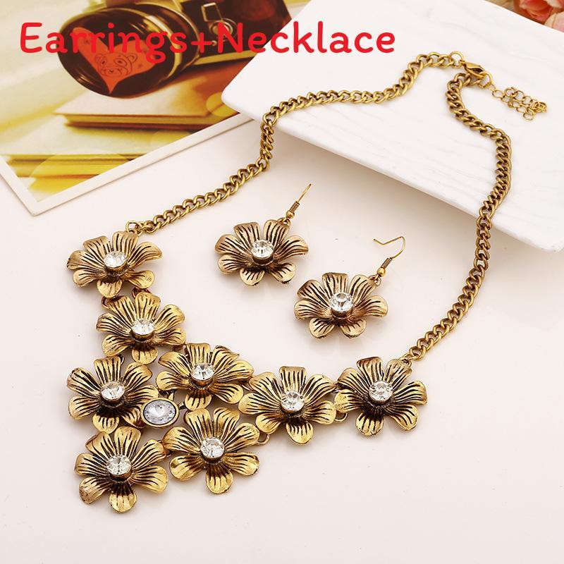 

Преувеличенное винтажное цветочное ожерелье на металлической цепочке для праздников и подарков сотрудникам золотой