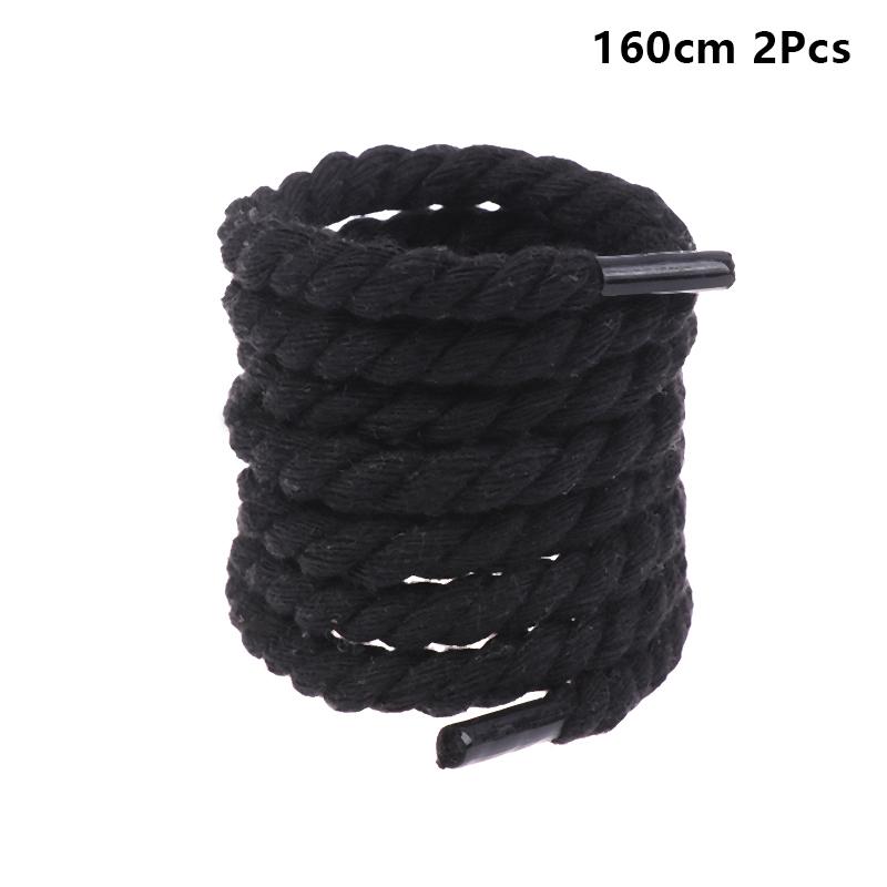 2Pcs Round Thick Rope Laces Polyester Cotton Solid Color Laces 0.8Cm Diameter 120/140/160Cm Length Bold Shoelaces