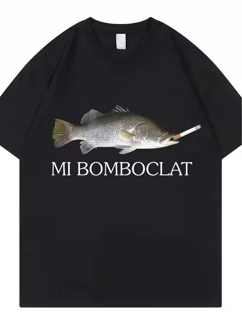 

Mi Bomboclat Fish Mem Unisexs Women Tshirt Streetwear Oversize Y2K Cotton Tee Summer Short Sleeve Loose Casual Trendy Vintage Top S