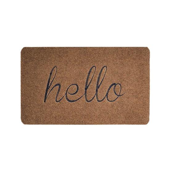 

Удобный дверной коврик, впитывающий влагу, полиэстер, легко очищаемый напольный коврик с рисунком Hello, ковер M коричневый