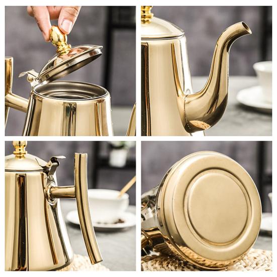 Ceainic din Oțel Inoxidabil Multifuncțional de Calitate Alimentară, Rezistent la Rugină, Ceainic pentru Cafea cu Sită de Ceai din Plasă pentru Acasă