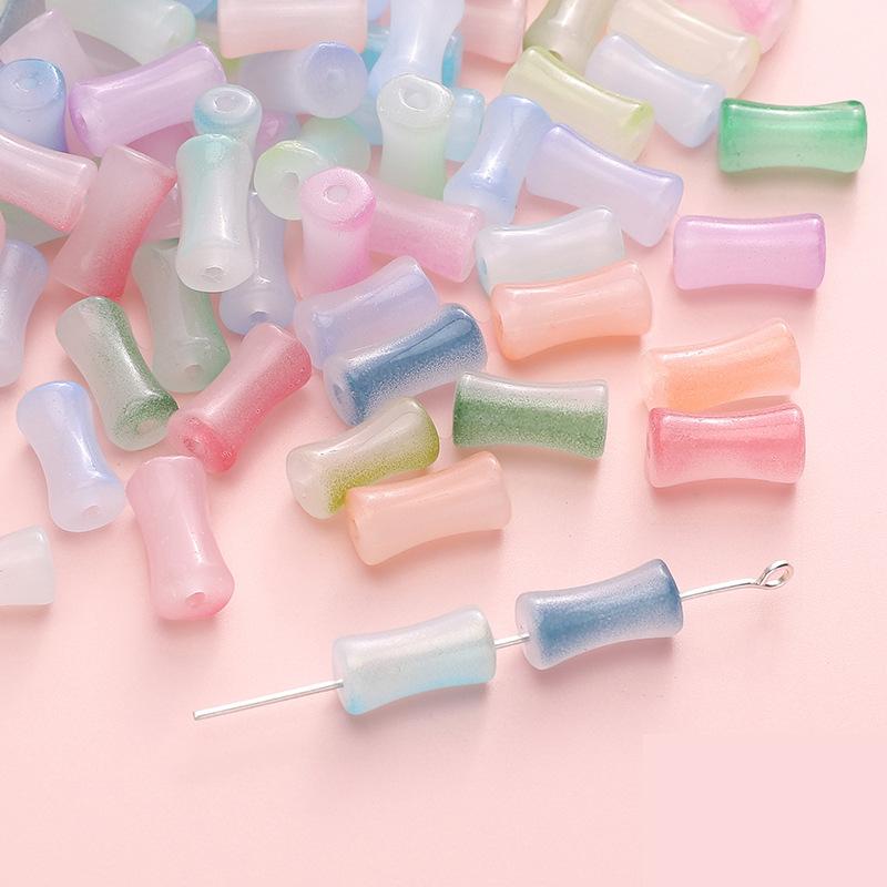 Glass Halo Staining Sprinkles Bamboo Beads Ancient Style Loose Beads Handmade Diy Hand Beaded Beads Accessories Glaze Imitation Jade Beads Materials