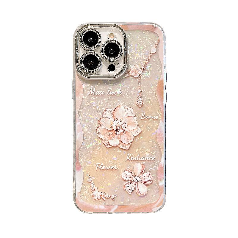 Crystal Flower Bracelet Apple 17promax Mobile Phone Case Iphone16 for 15 Light Luxury Premium 14 New 13