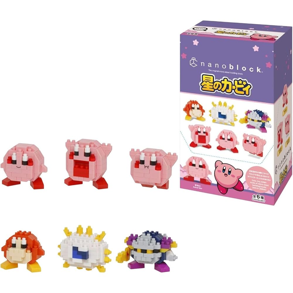 Kawada Nanoblock Mini Nano Kirby Box Set 6 Pieces Collectible Building Blocks