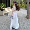 Pure Desire Spice Girl Slanted Shoulders Exposed Waist Atmosphere Vacation Style New Hollow Split Fork Seaside Super Fairy Big Swing Dress