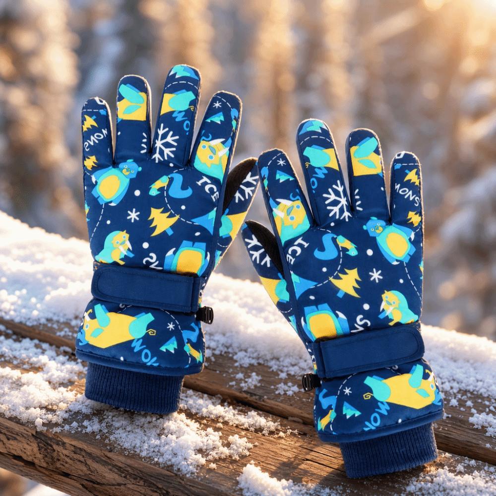 Waterproof Warm Gloves Cartoon Kids Gloves Unisex Winter Snowboard Gloves Outdoor
