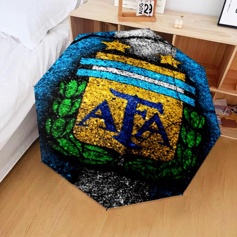 1PC Argentina Football club Printed Umbrella Folding umbrella, automatic umbrella 8-Frame for Travel, camping Fan gifts Christmas Gifts