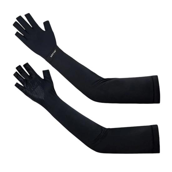 Men Sun Protection Gloves, Open Finger Driving Gloves, Anti-slip Palm, Cooling UV Protection Gloves for Summer Cycling Hiking