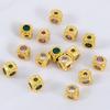 Gold Color Plated Square Spacer Loose Beads With Green White Pink Crystal Bead DIY Jewelry Necklace Making Accessories Findings