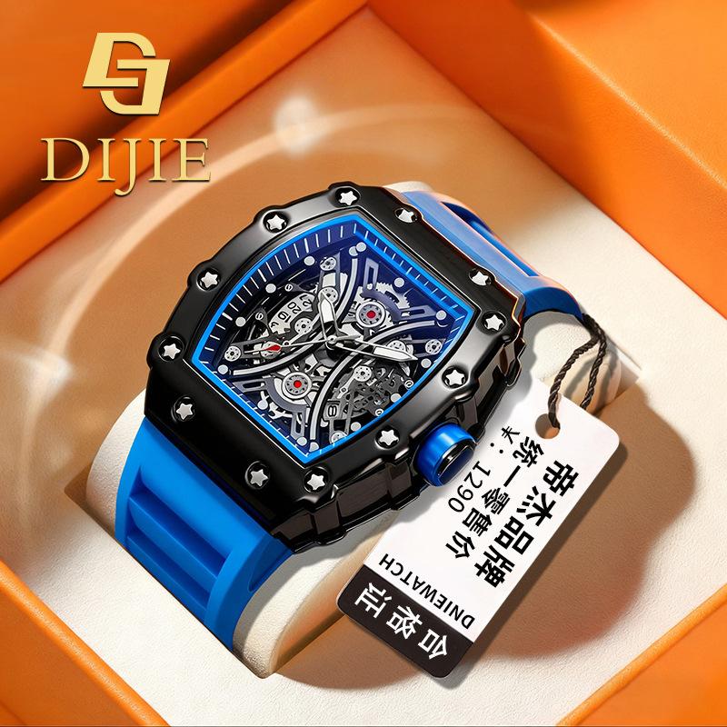 Quartz Watch Men'S Automatic Waterproof Spring Calendar Watch Barrel Type Hollow Fashion