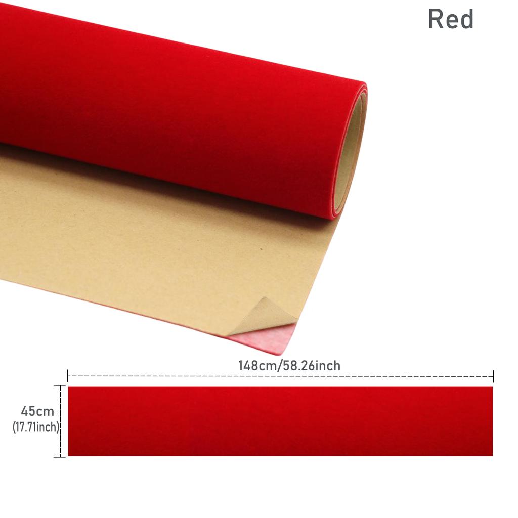 Self-Adhesive Velvet Fabric Sheets, 45x148cm Flocked Non-Woven Felt for Jewelry Box Liner, DIY Crafts, Decoration, Package - 19 Rich Colors For Choose