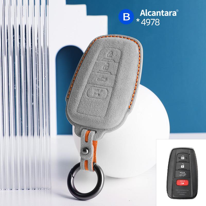 Alcantara For Toyota Rav 4 Xa50 Camry Corolla Suede Car Key Case Shell Remote Cover Keychain Protector Auto Accessories
