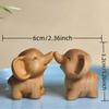 Cedar Wood Carved Cartoon Animal Baby Elephant Ornament