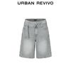 UR 2025 Autumn Vintage Washed Buckle Belt Denim Shorts