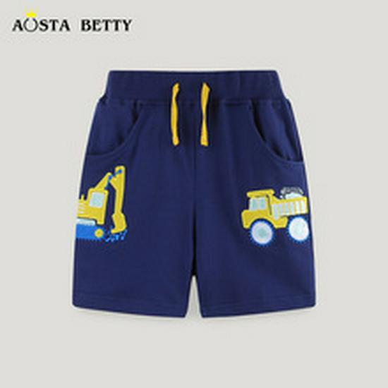 European Style Boys' Cartoon Dinosaur Embroidered Shorts, Summer Capris for Medium and Small Children