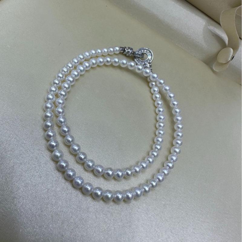 

2025 Natural Freshwater Pearl Aurora Necklace: Flawless 4.5-5mm High-Quality Round Pearls Length 41cm