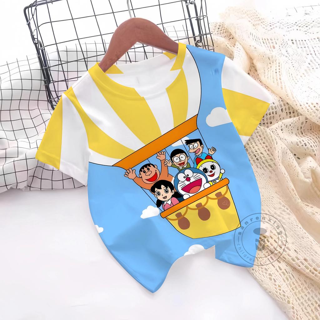 Fashions Girl T-Shirt 3D Print Cute Doraemon T Shirts Casual Crew Neck Boys' And Girls' Clothing T-Shirts For Children