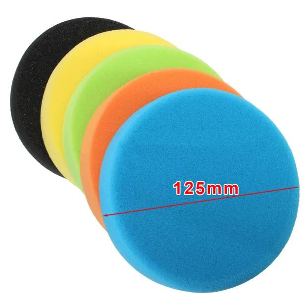 5pcs 5-inch Flat Sponge Buff Buffing For Pads Polishing Kit Car Polisher 125mm Fit For Glass Polishing, Fiberglass Polishing
