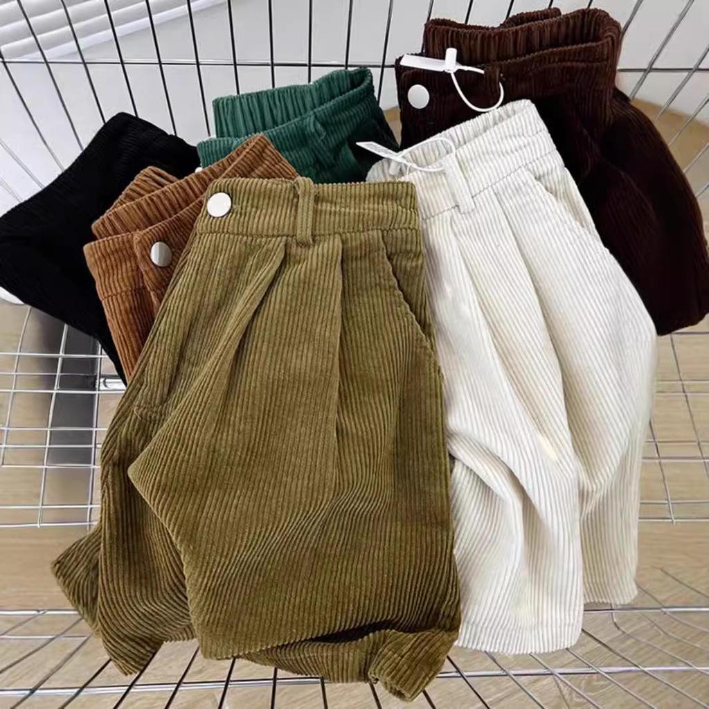 Women's Retro Corduroy High-Waisted A-Line Shorts - Slim, Casual, Wide-Leg Style for Autumn/Winter 2023