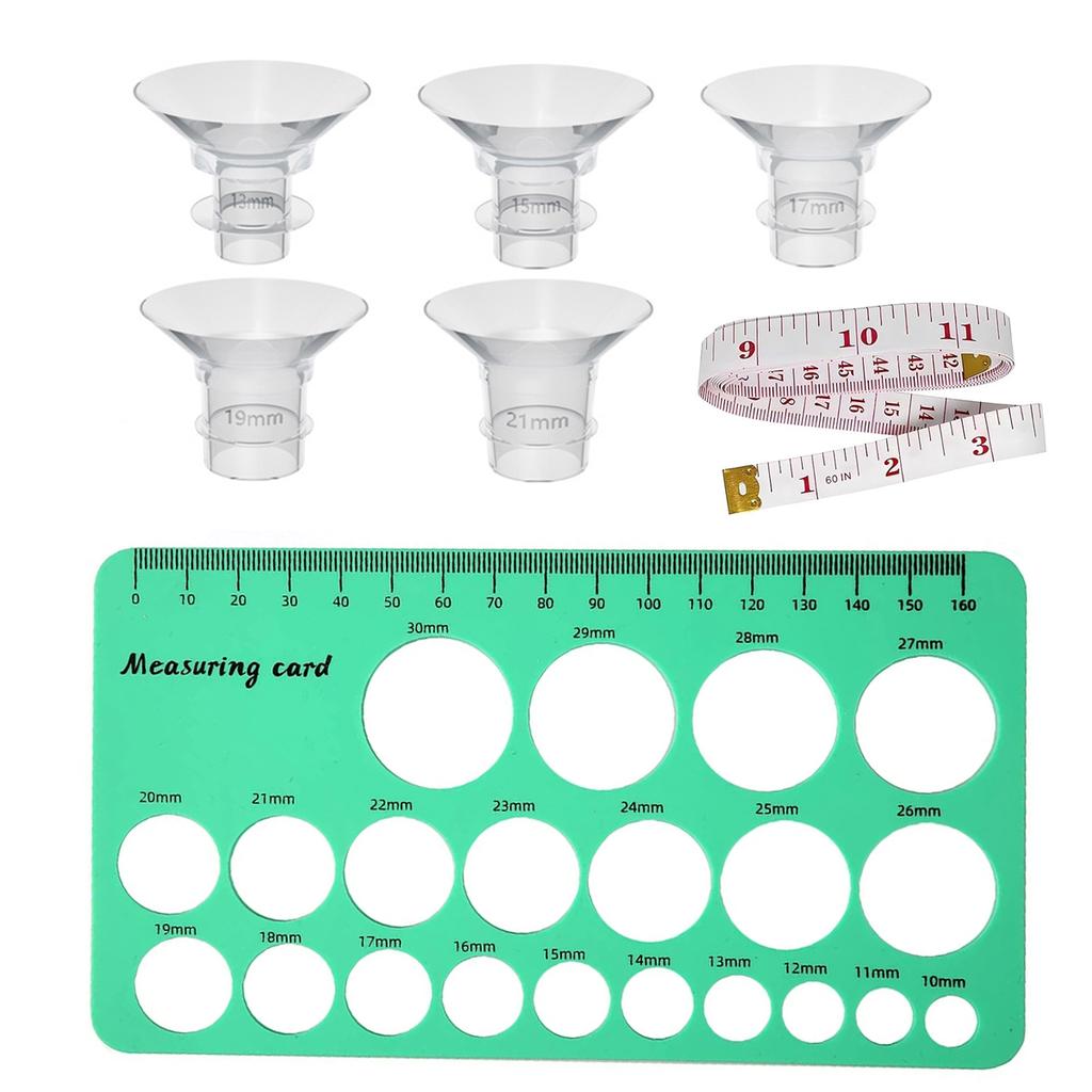Flange Sizing Kit with 5PCS Flange Inserts 13/15/17/19/21mm for 24mm Flange of Most Pumps Breastfeeding Essential Pumping Kit