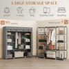 Clothes Storage Organiser with Hanging Rail, Shelves, Portable Wardrobe, Foldable Fabric Wardrobe, Dark Grey
