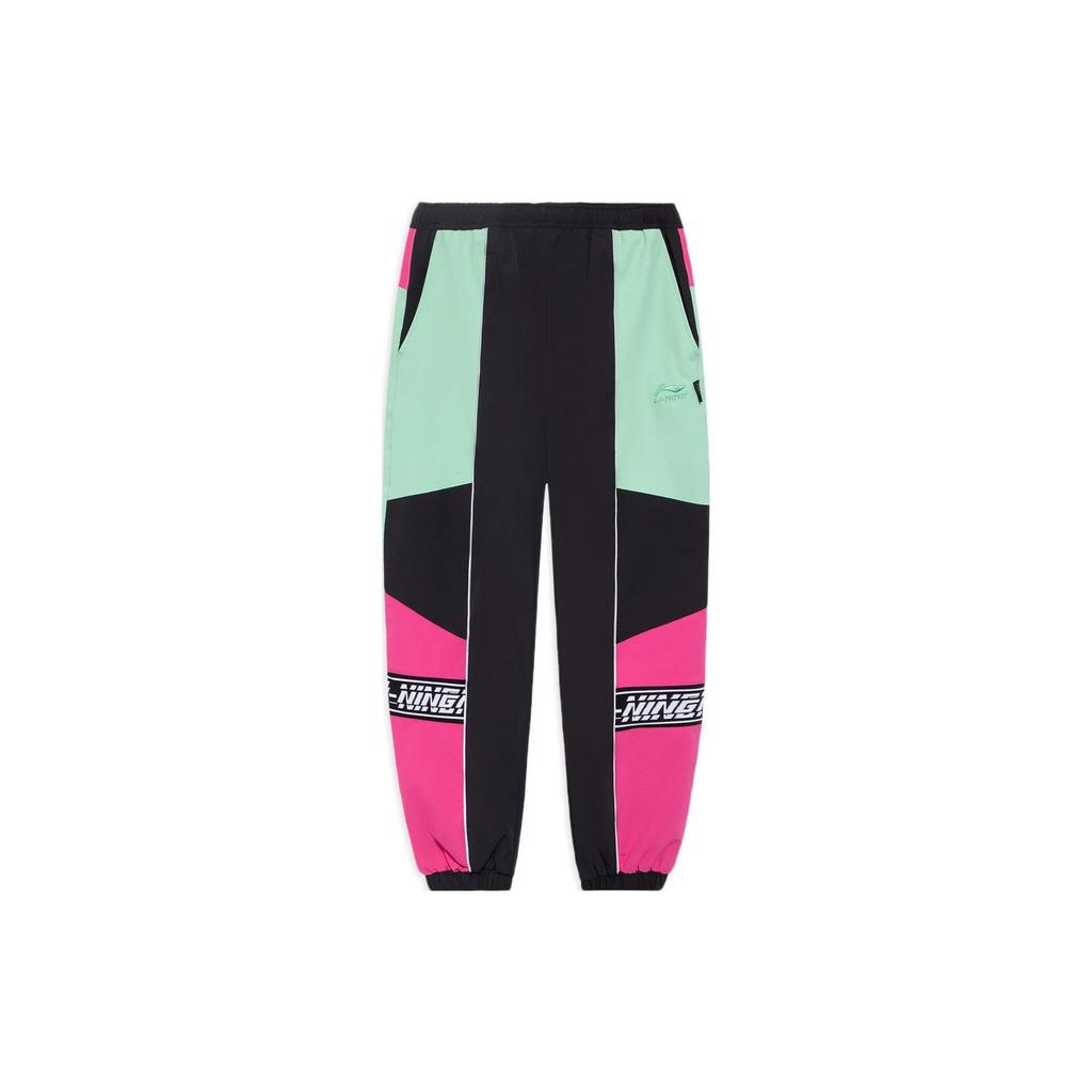Li Ning China  Series Trendy Music Festival Color Block Reflective Loose Fit Sports Pants Men Bottoms AYKS093-1